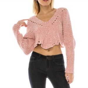 Chenille cropped sweater